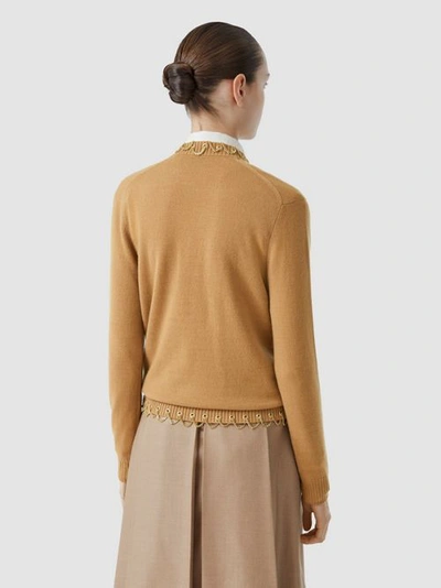 Shop Burberry Chain Detail Cashmere Sweater In Camel