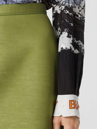 Shop Burberry Double-faced Neoprene Skirt In Cedar Green