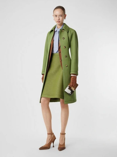 Shop Burberry Double-faced Neoprene Skirt In Cedar Green