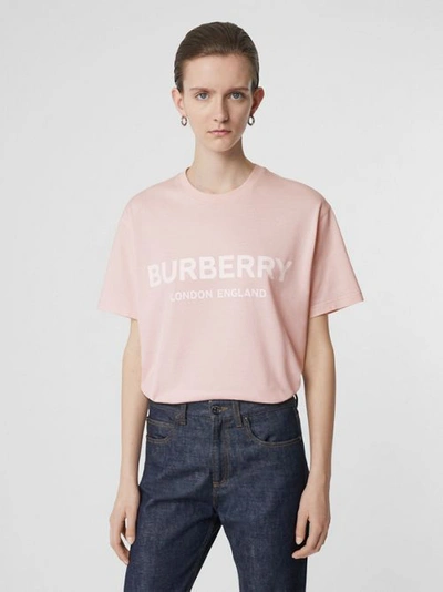Shop Burberry Logo Print Cotton Oversized T-shirt In Alabaster Pink