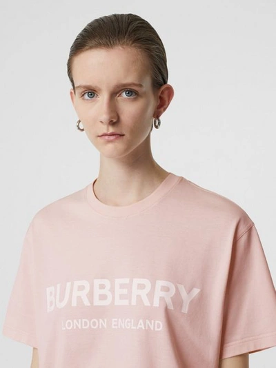 Shop Burberry Logo Print Cotton Oversized T-shirt In Alabaster Pink