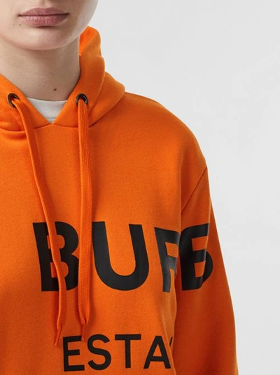 Shop Burberry Horseferry Print Cotton Oversized Hoodie In Bright Orange