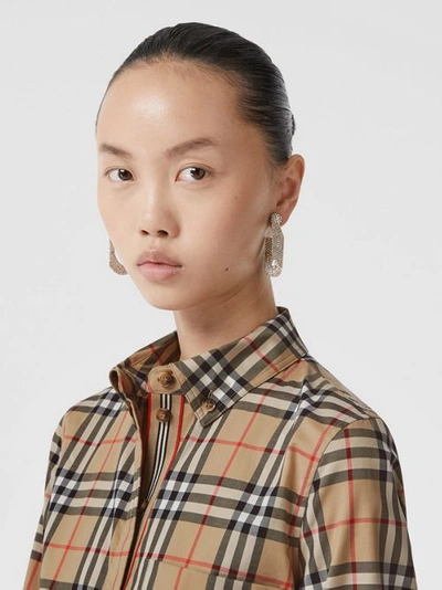 Shop Burberry Check Stretch Cotton Shirt In Archive Beige