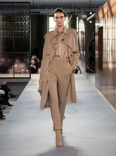 Shop Burberry Ring-pierced Cotton Gabardine Trench Coat In Pale Honey