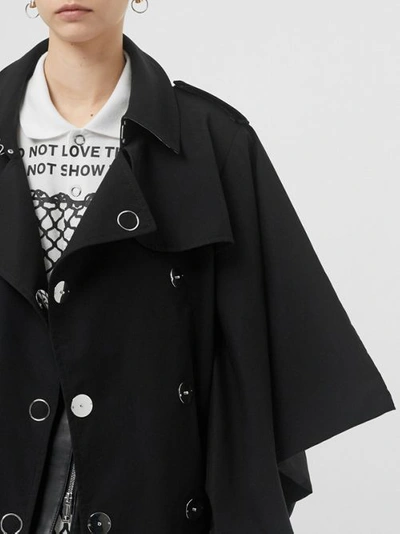 Shop Burberry Cape-style Sleeve Cotton Gabardine Trench Coat In Black