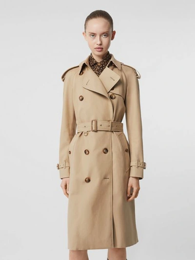 Shop Burberry Archive Print-lined Cotton Gabardine Trench Coat In Honey
