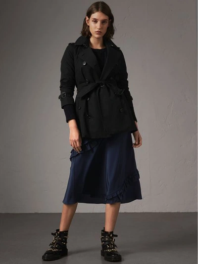 Shop Burberry The Kensington – Short Trench Coat In Black
