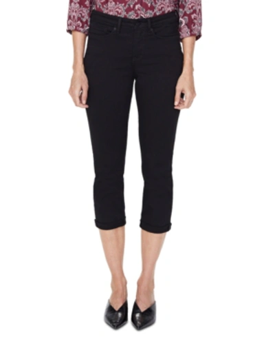 Shop Nydj Roll-hem Chloe Cropped Skinny Jeans In Black