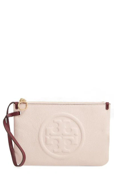 Shop Tory Burch Perry Leather Wristlet In Shell Pink