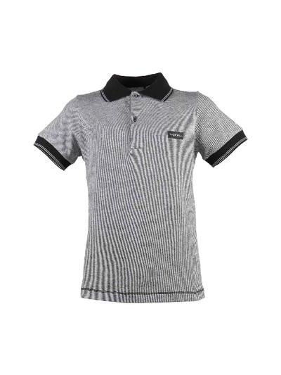 Shop Baby Dior Chiné Gray Polo Shirt With Contrasting Collar In Grey