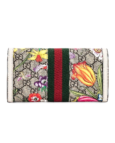 Shop Gucci Floral Continental Wallet In Beige Ebony & White