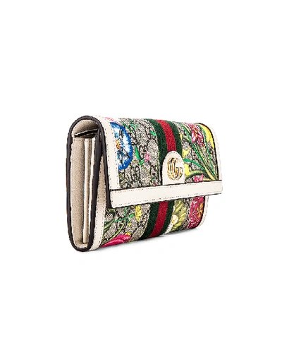 Shop Gucci Floral Continental Wallet In Beige Ebony & White
