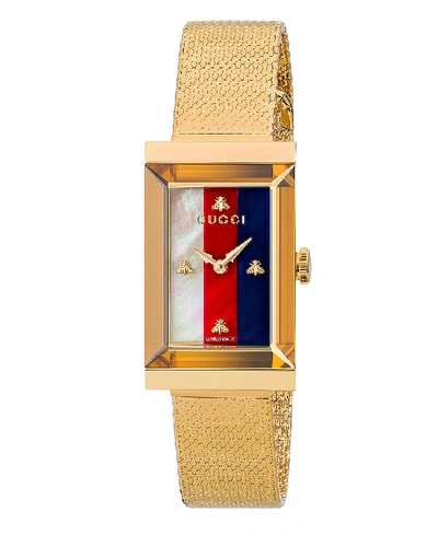 Shop Gucci Mesh Bracelet Watch In Yellow Gold