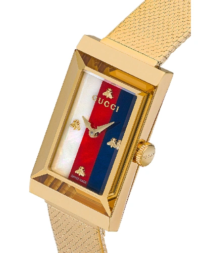 Shop Gucci Mesh Bracelet Watch In Yellow Gold