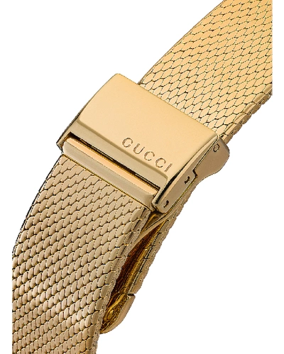 Shop Gucci Mesh Bracelet Watch In Yellow Gold
