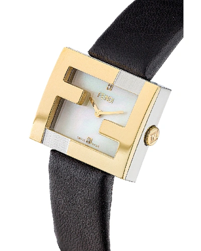 Fendi Mania Diamond Leather Strap Watch, 24mm X 20mm In Black/gold |  ModeSens