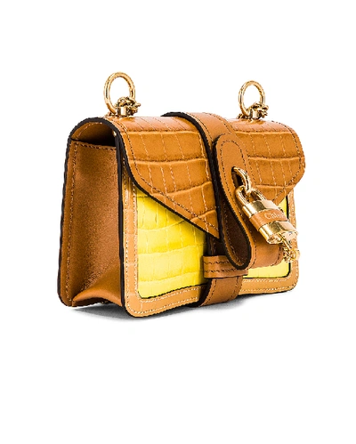 Shop Chloé Mini Aby Chain Tricolor Embossed Croc Shoulder Bag In Joyful Yellow