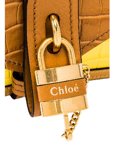 Shop Chloé Mini Aby Chain Tricolor Embossed Croc Shoulder Bag In Joyful Yellow