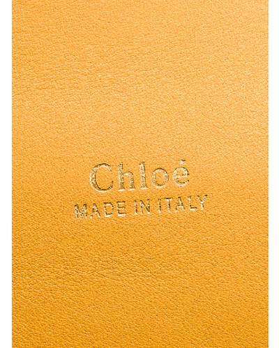 Shop Chloé Mini Aby Chain Embossed Monogram Shoulder Bag In Honey Gold