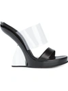 ALEXANDER MCQUEEN sculpted wedge mules,PATENTLEATHER100%