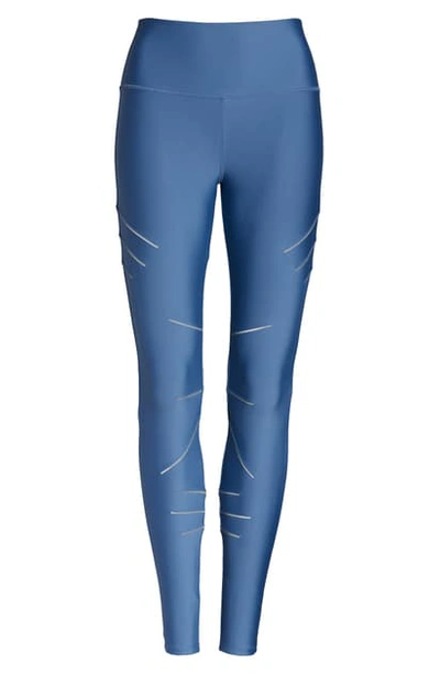 Shop Alo Yoga Sequence Glow In The Dark High Waist Leggings In Blue Jean
