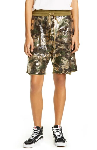 Shop R13 Sequin Camo Panel Shorts