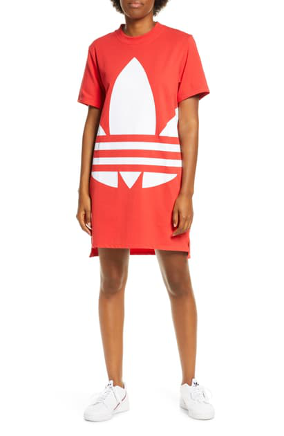 red and white adidas dress