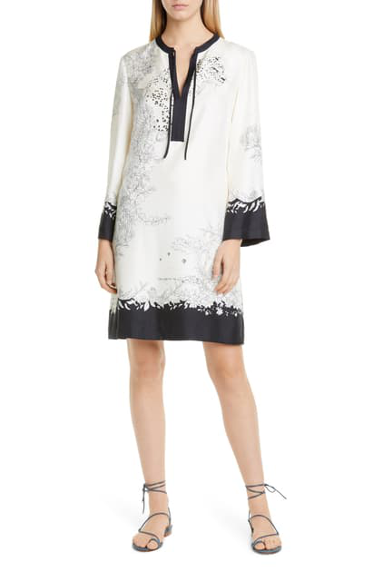 silk shift dress with sleeves