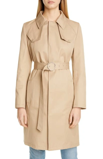Shop Maison Margiela Cotton Canvas Belted Trench Coat In Camel