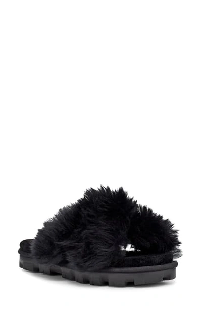 Shop Ugg Fuzzalicious Genuine Shearling Slipper In Black