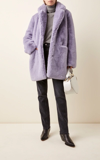 Shop Apparis Sophie Faux Fur Coat In Purple