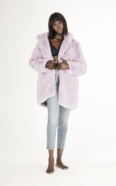 Shop Apparis Sophie Faux Fur Coat In Purple