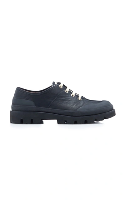 Shop Marni Leather Derby Shoes In Black