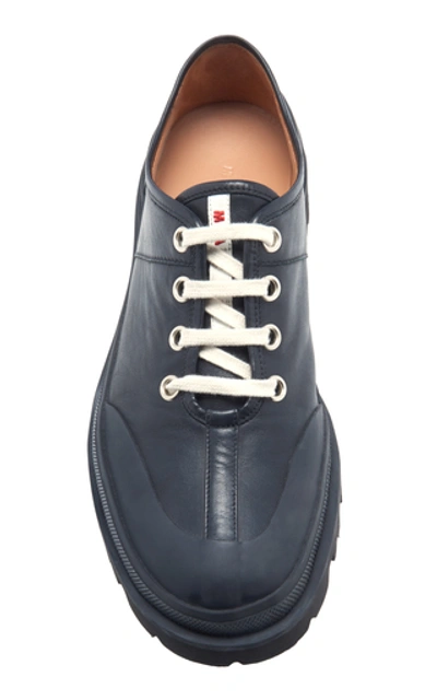 Shop Marni Leather Derby Shoes In Black