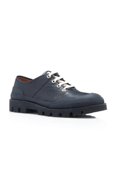 Shop Marni Leather Derby Shoes In Black