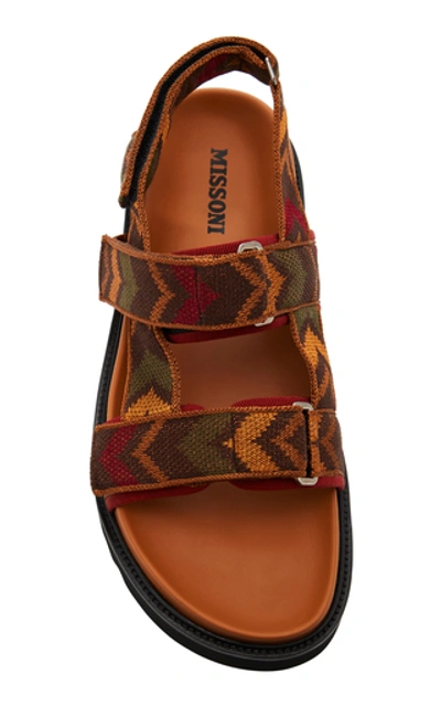 Shop Missoni Jacquard-woven Cotton Sandals In Brown