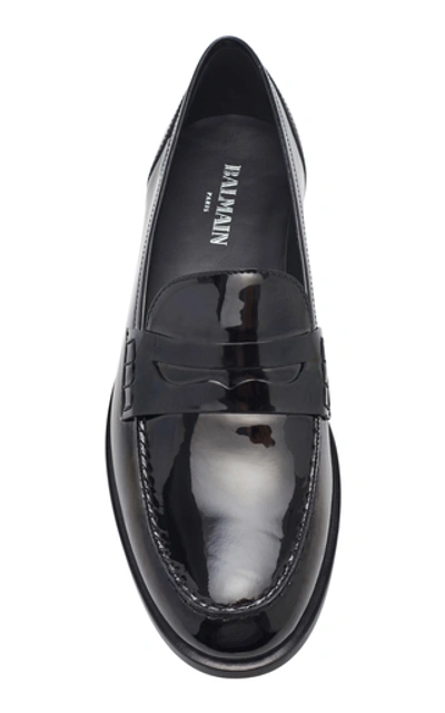 Shop Balmain Michael Patent-leather Penny Loafers In Black