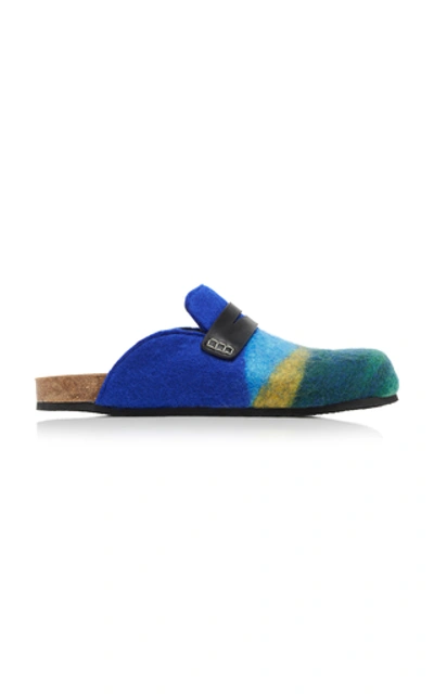 Shop Jw Anderson Leather-trimmed Printed Felt Loafer Mules In Multi