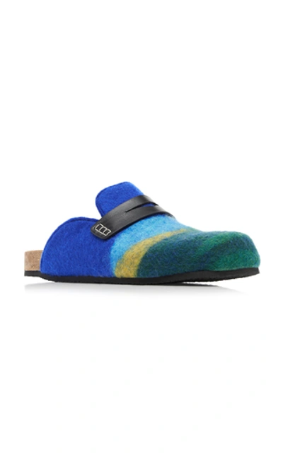 Shop Jw Anderson Leather-trimmed Printed Felt Loafer Mules In Multi