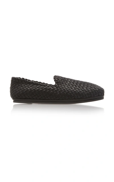 Shop Bottega Veneta Intrecciato Leather Loafers In Black
