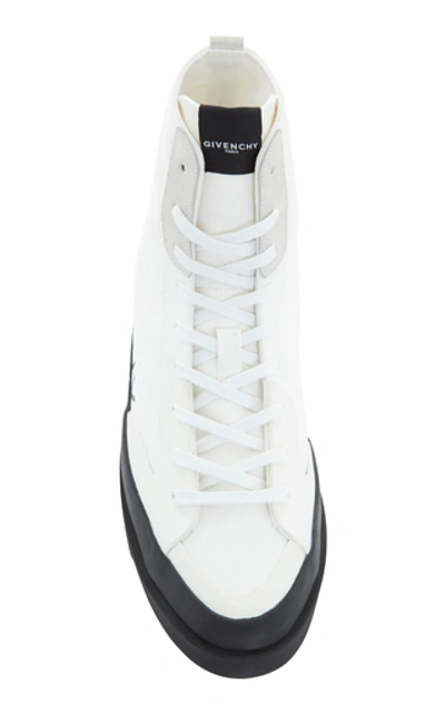 Shop Givenchy Clapham Suede-trimmed Canvas Ankle Boots In White