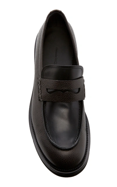 Shop Alexander Mcqueen Two-tone Leather Penny Loafers In Black