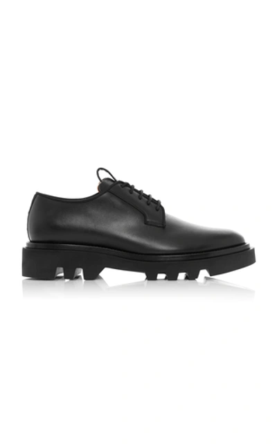 Shop Givenchy Combat Lug-sole Leather Lace-up Shoes In Black