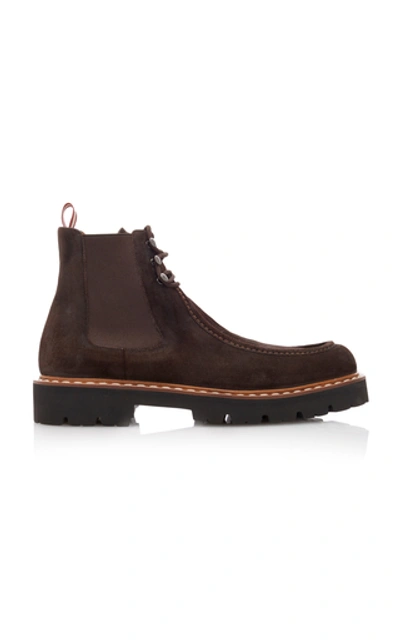 Shop Bally Lyons Suede Chelsea Boots In Brown