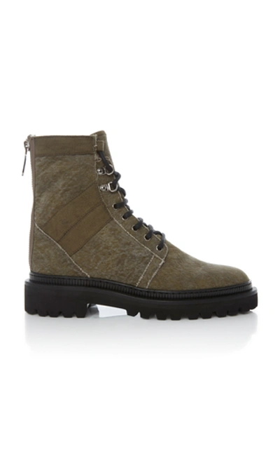 Shop Balmain Ranger Washed-canvas Boots. In Neutral