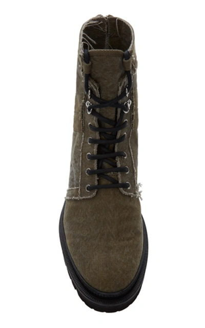 Shop Balmain Ranger Washed-canvas Boots. In Neutral
