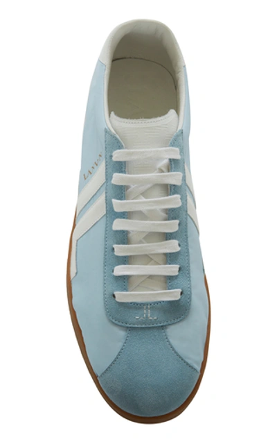 Shop Lanvin Suede And Leather-trimmed Shell Sneakers In Blue