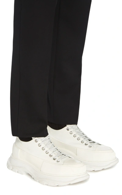 Shop Alexander Mcqueen Cotton-canvas Derby Shoes In White