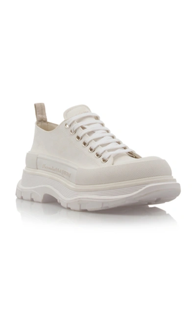 Shop Alexander Mcqueen Cotton-canvas Derby Shoes In White