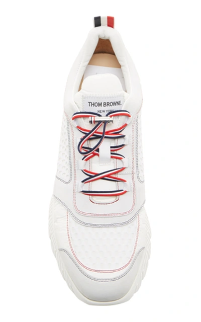 Shop Thom Browne Mesh Running Sneaker In White
